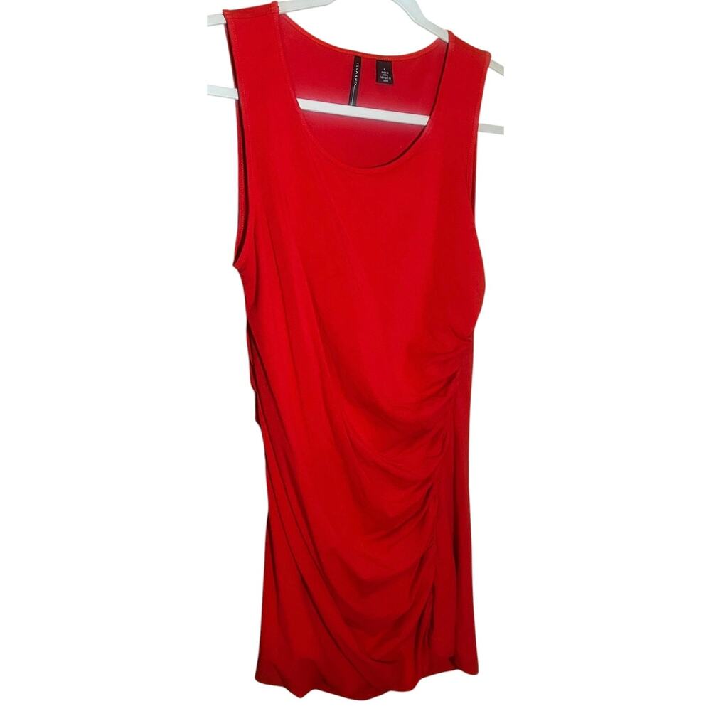 Isda & Co. Red Side Ruched Sleeveless Scoop Neck Tunic Size Large
